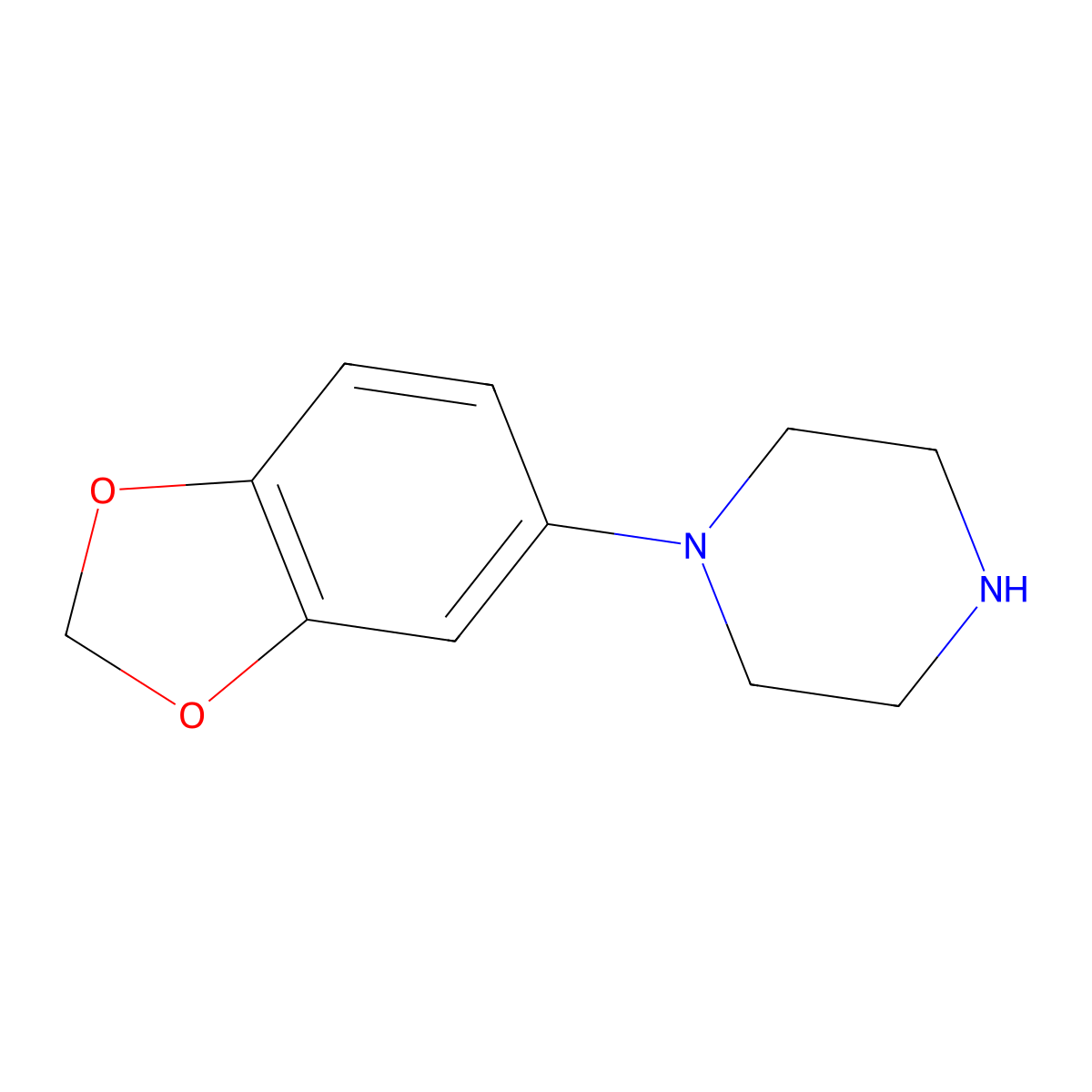 1-(1,3-Benzodioxol-5-yl)piperazine molecular structure, CAS 55827-51-5