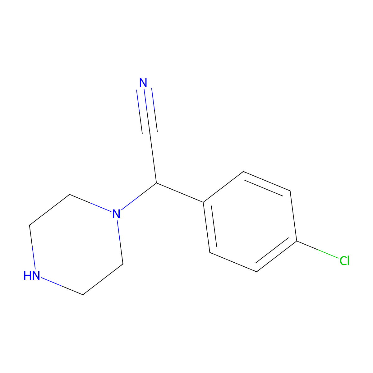 alpha-(4-Chlorophenyl)-1-piperazineacetonitrile molecular structure, CAS 55829-50-0