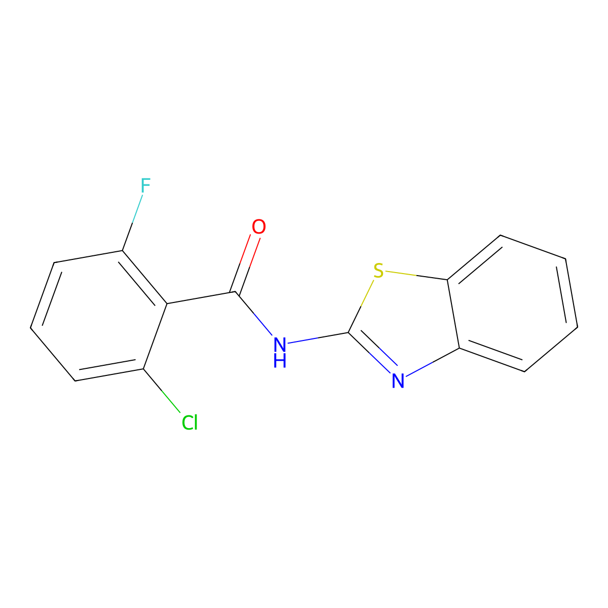 N-(1,3-benzothiazol-2-yl)-2-chloro-6-fluorobenzamide molecular structure, CAS 5583-23-3