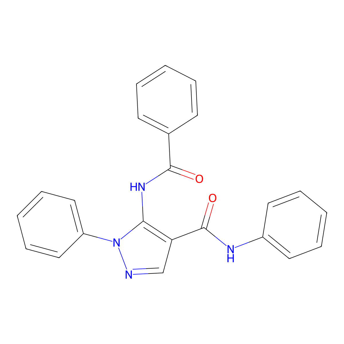 5-benzamido-N,1-diphenylpyrazole-4-carboxamide molecular structure, CAS 5583-60-8