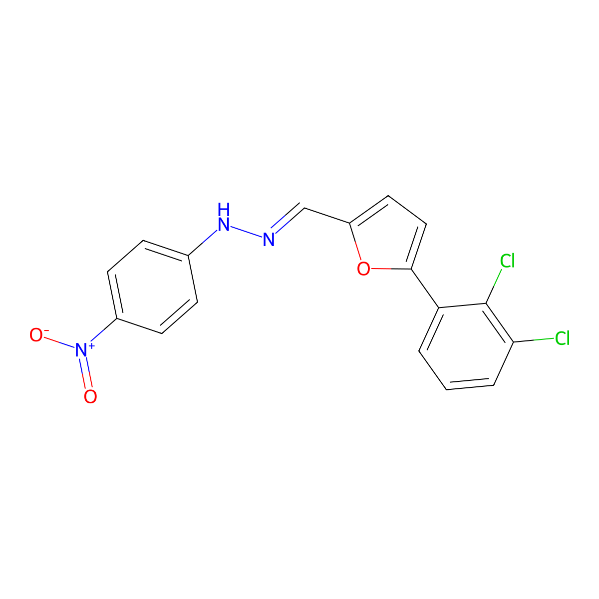 N-[[5-(2,3-dichlorophenyl)furan-2-yl]methylideneamino]-4-nitroaniline molecular structure, CAS 5583-65-3