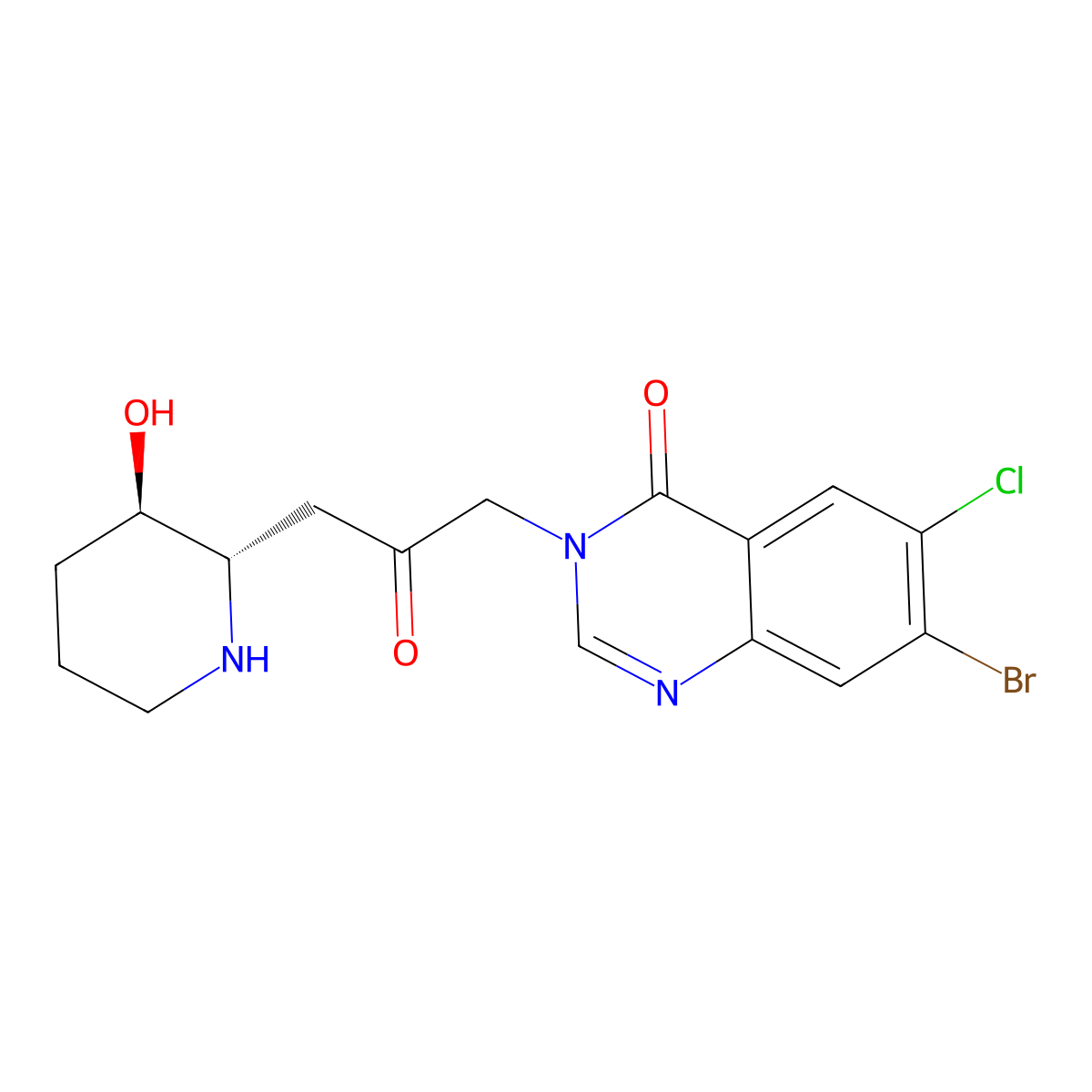 Halofuginone, (-)- molecular structure, CAS 55837-20-2