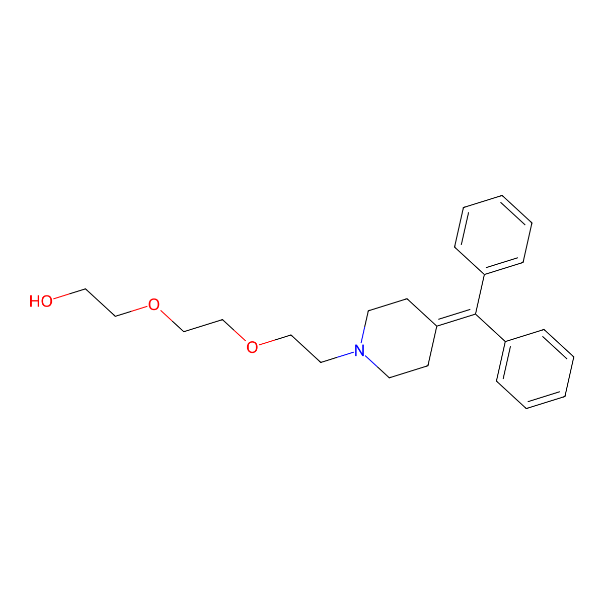 2-(2-(2-(4-(Diphenylmethylene)-1-piperidinyl)ethoxy)ethoxy)ethanol molecular structure, CAS 55837-21-3
