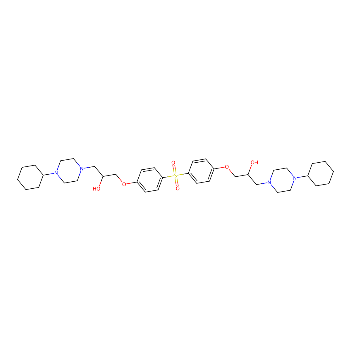 1-(4-Cyclohexylpiperazin-1-yl)-3-[4-[4-[3-(4-cyclohexylpiperazin-1-yl)-2-hydroxypropoxy]phenyl]sulfonylphenoxy]propan-2-ol molecular structure, CAS 5584-40-7