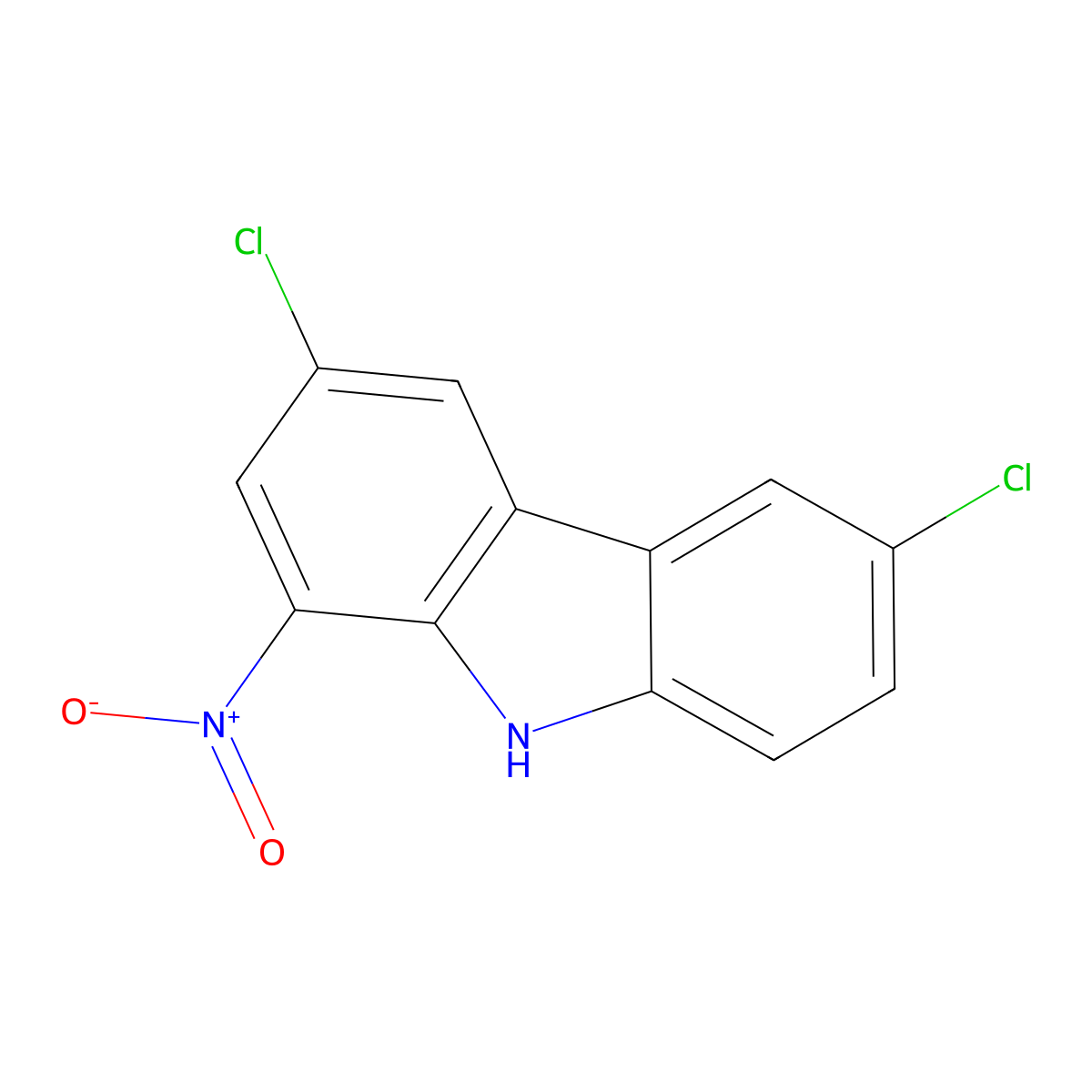 3,6-dichloro-1-nitro-9H-carbazole molecular structure, CAS 5584-42-9