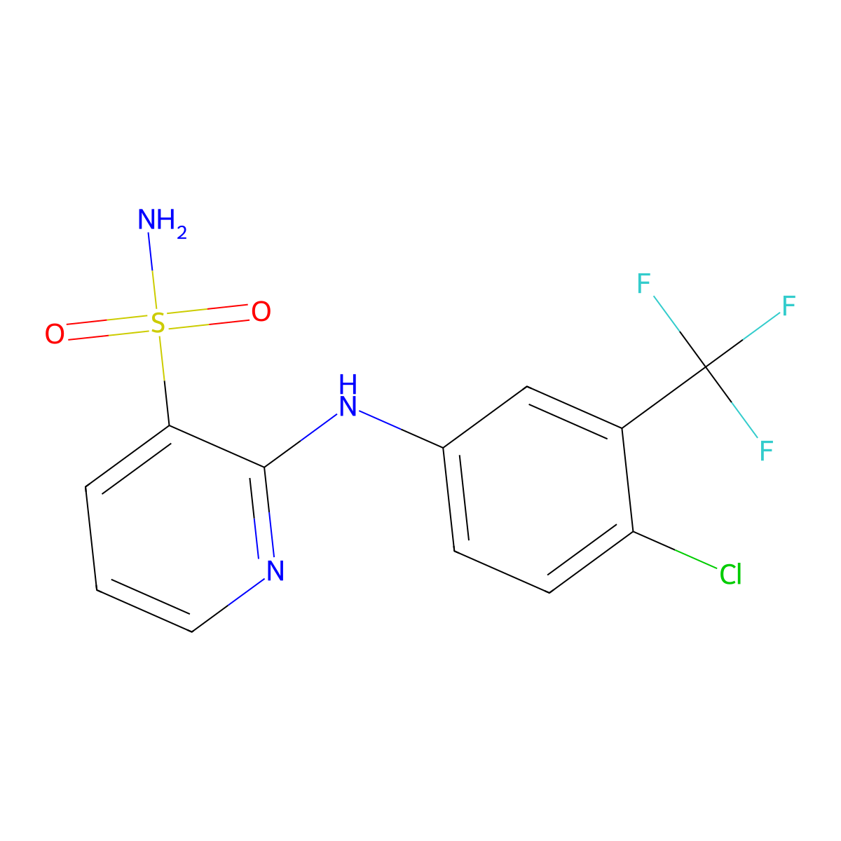 3-Pyridinesulfonamide, 2-[[4-chloro-3-(trifluoromethyl)phenyl]amino]- molecular structure, CAS 55841-76-4