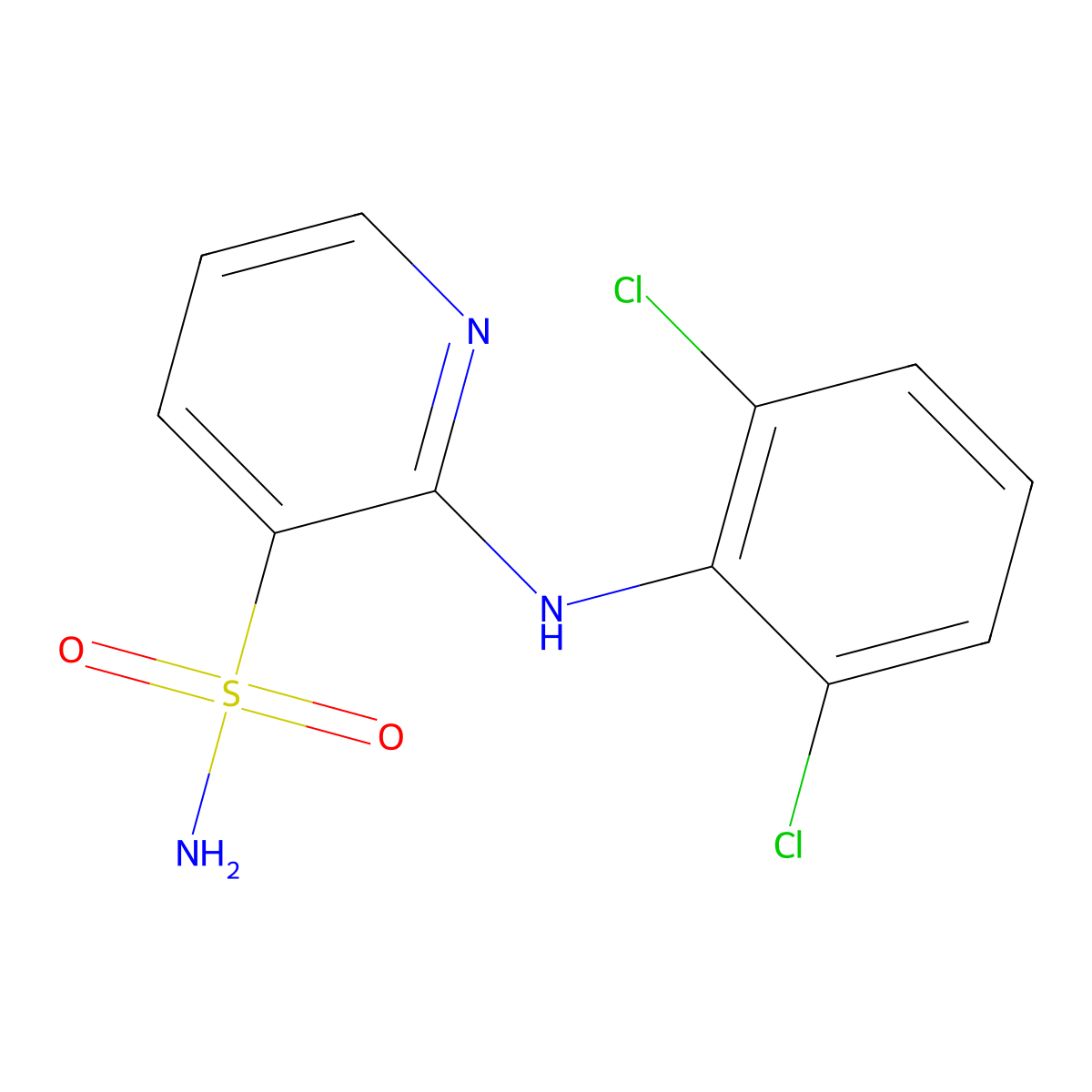 2-(2,6-Dichloroanilino)-3-pyridinesulfonamide molecular structure, CAS 55841-77-5