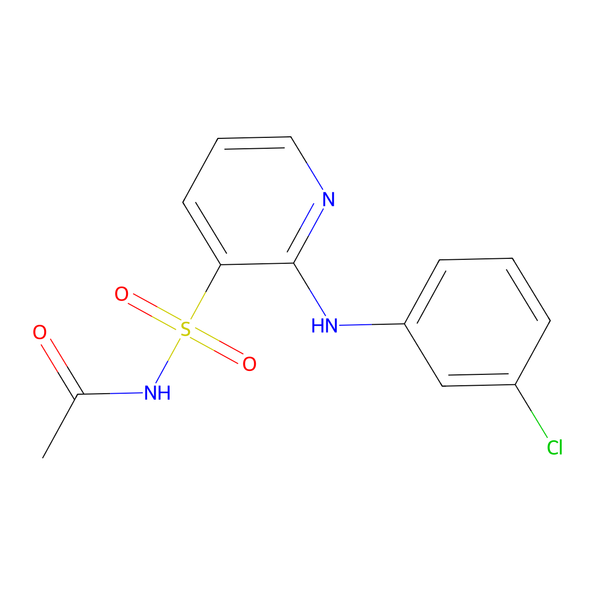 N-acetyl-2-(3-chloroanilino)-3-pyridinesulfonamide molecular structure, CAS 55841-78-6