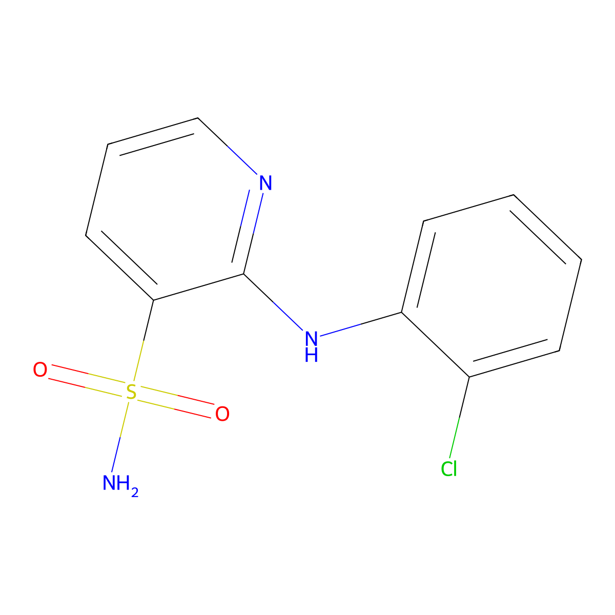 3-Pyridinesulfonamide, 2-[(2-chlorophenyl)amino]- molecular structure, CAS 55841-80-0