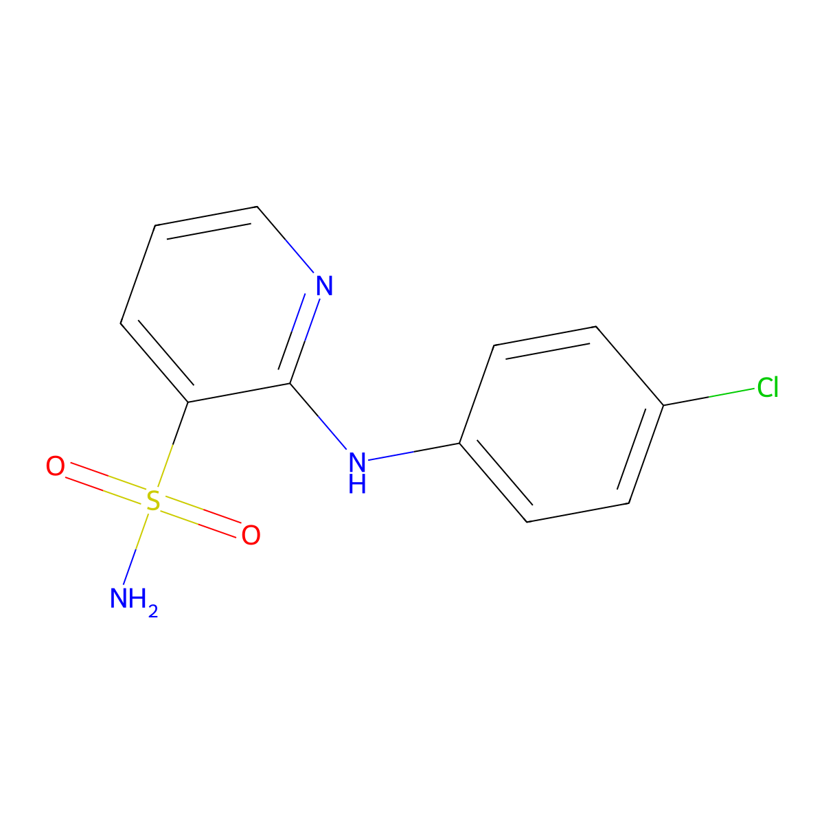 3-Pyridinesulfonamide, 2-[(4-chlorophenyl)amino]- molecular structure, CAS 55841-82-2