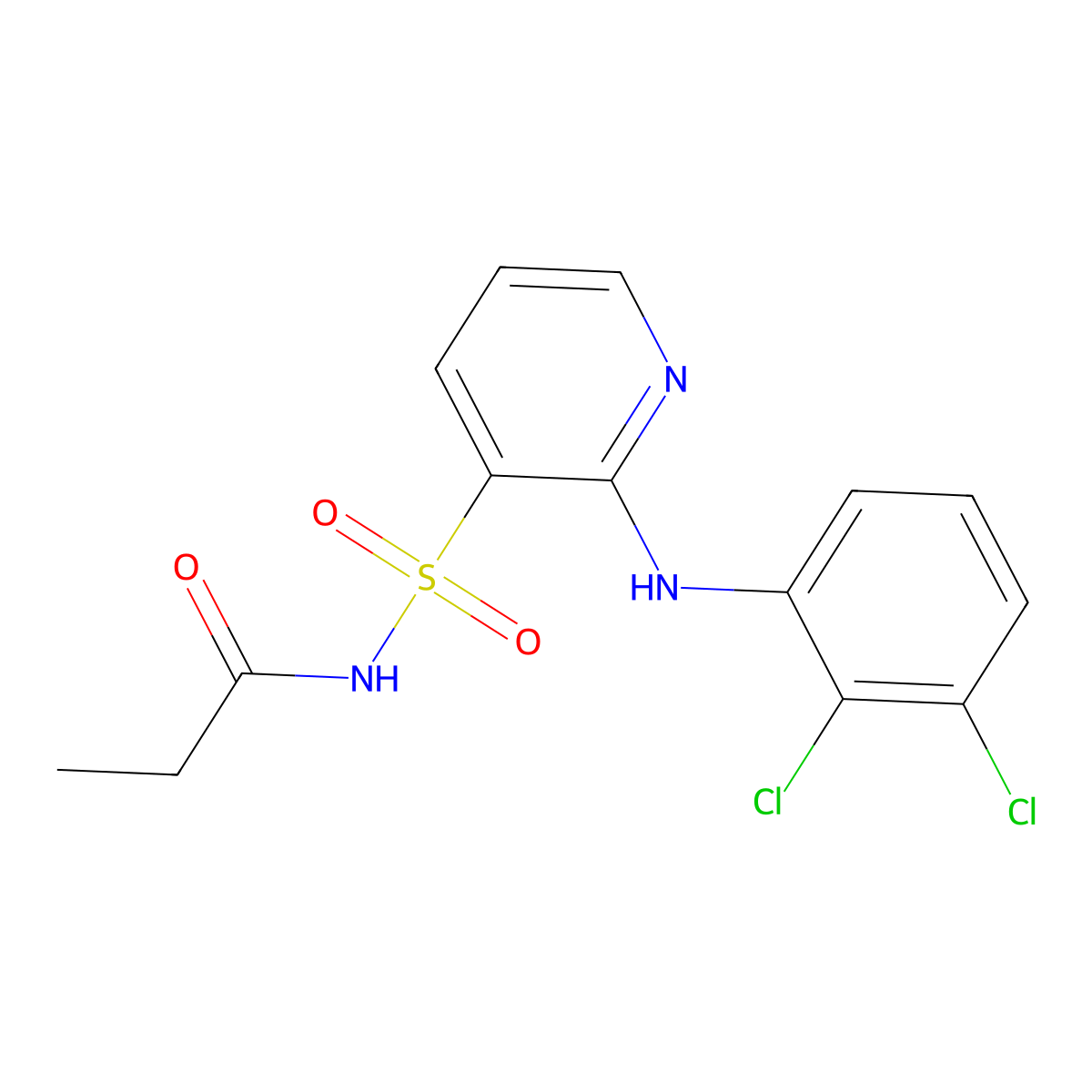 N-[2-(2,3-dichloroanilino)pyridin-3-yl]sulfonylpropanamide molecular structure, CAS 55841-91-3