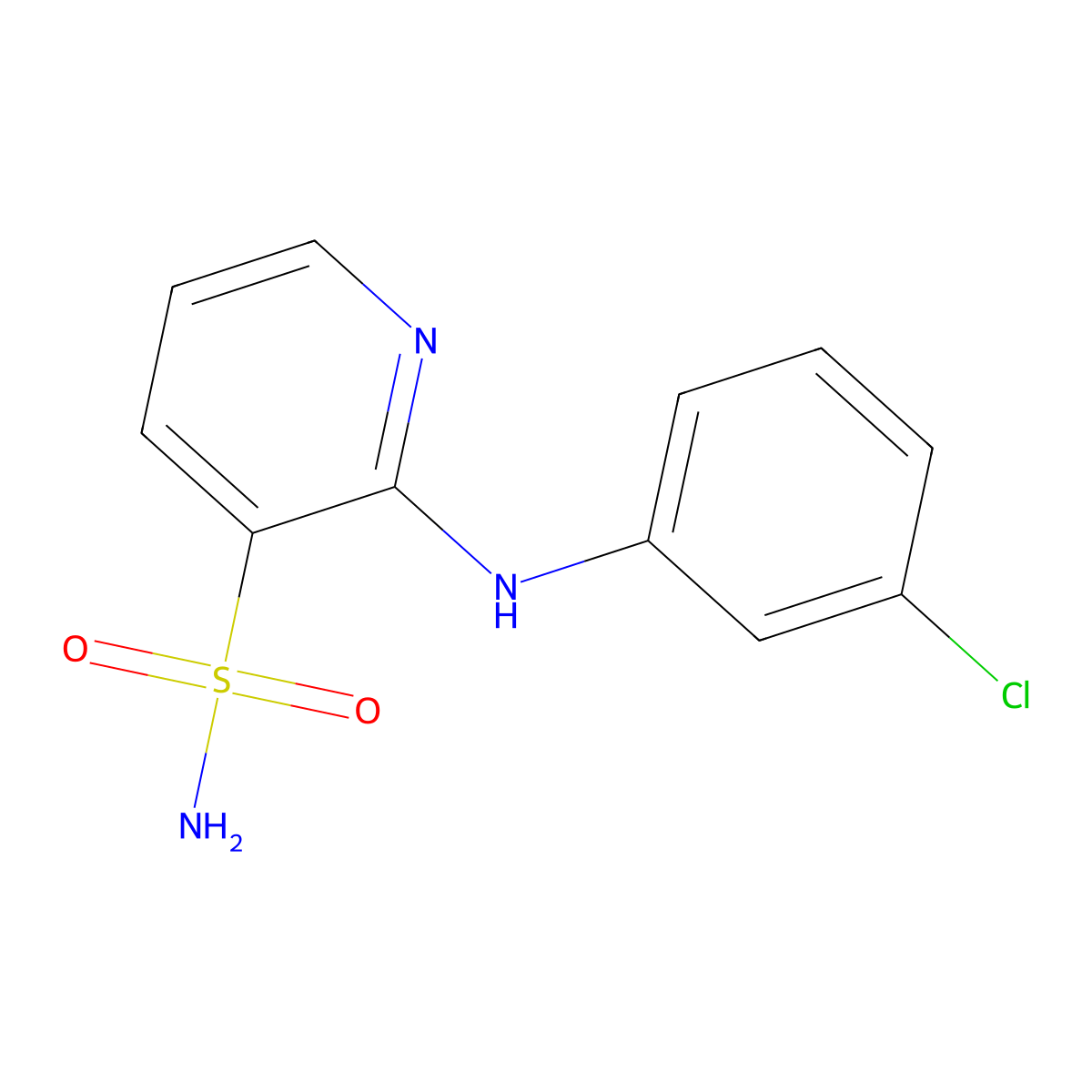 2-(3-Chloroanilino)-3-pyridinesulfonamide molecular structure, CAS 55842-08-5