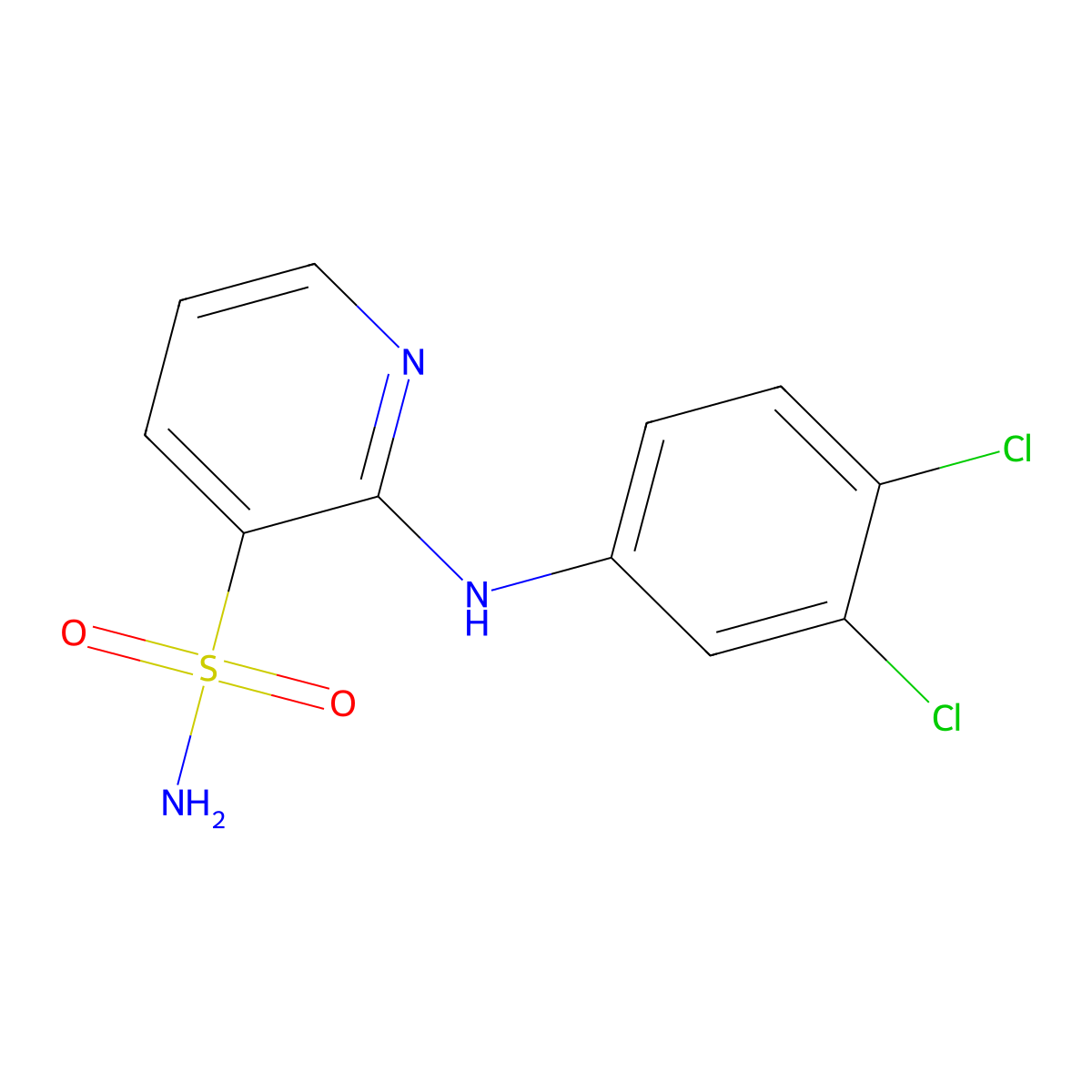 2-(3,4-Dichloroanilino)-3-pyridinesulfonamide molecular structure, CAS 55842-10-9