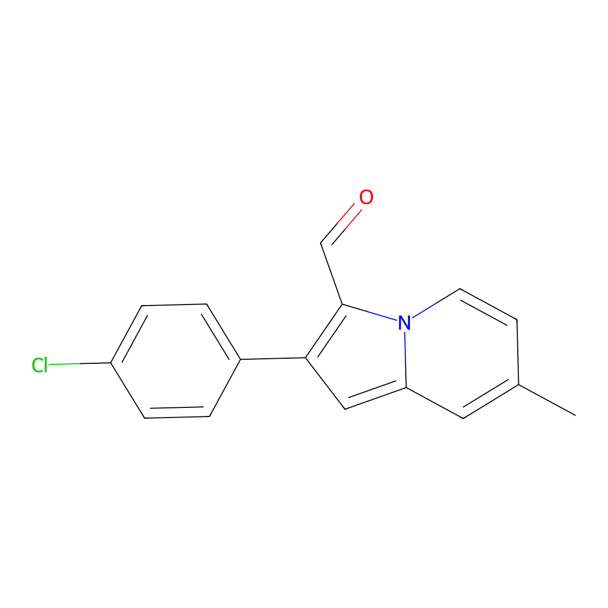 2-(4-Chlorophenyl)-7-methylindolizine-3-carbaldehyde molecular structure, CAS 558424-59-2