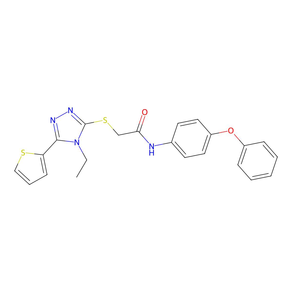 2-((4-ET-5-(2-Thienyl)-4H-1,2,4-triazol-3-YL)thio)-N-(4-phenoxyphenyl)acetamide molecular structure, CAS 558429-54-2