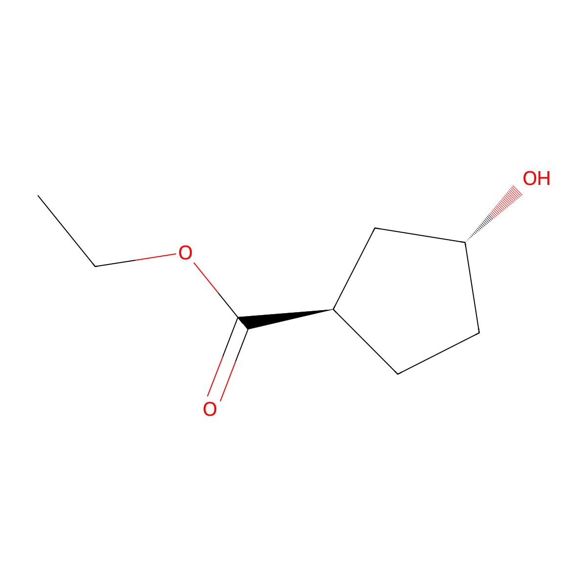 Ethyl trans-3-hydroxycyclopentane-1-carboxylate molecular structure, CAS 55843-50-0