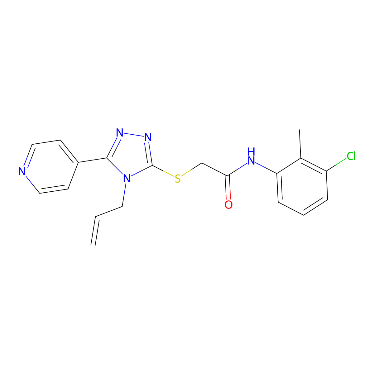 N-(3-chloro-2-methylphenyl)-2-{[4-(prop-2-en-1-yl)-5-(pyridin-4-yl)-4H-1,2,4-triazol-3-yl]sulfanyl}acetamide molecular structure, CAS 558434-22-3