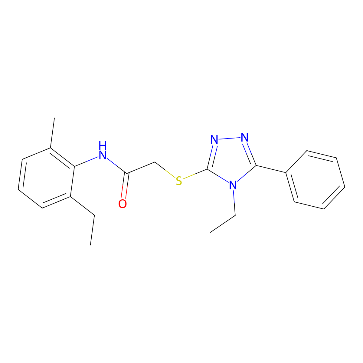 N-(2-ethyl-6-methylphenyl)-2-[(4-ethyl-5-phenyl-1,2,4-triazol-3-yl)sulfanyl]acetamide molecular structure, CAS 558436-82-1