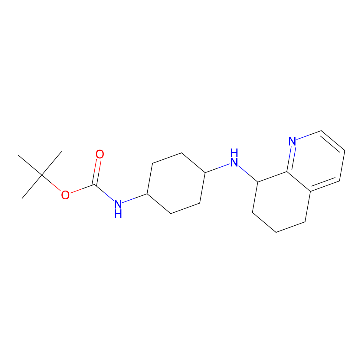 Tert-butyl (1r,4r)-4-(5,6,7,8-tetrahydroquinolin-8-ylamino)cyclohexylcarbamate molecular structure, CAS 558442-80-1