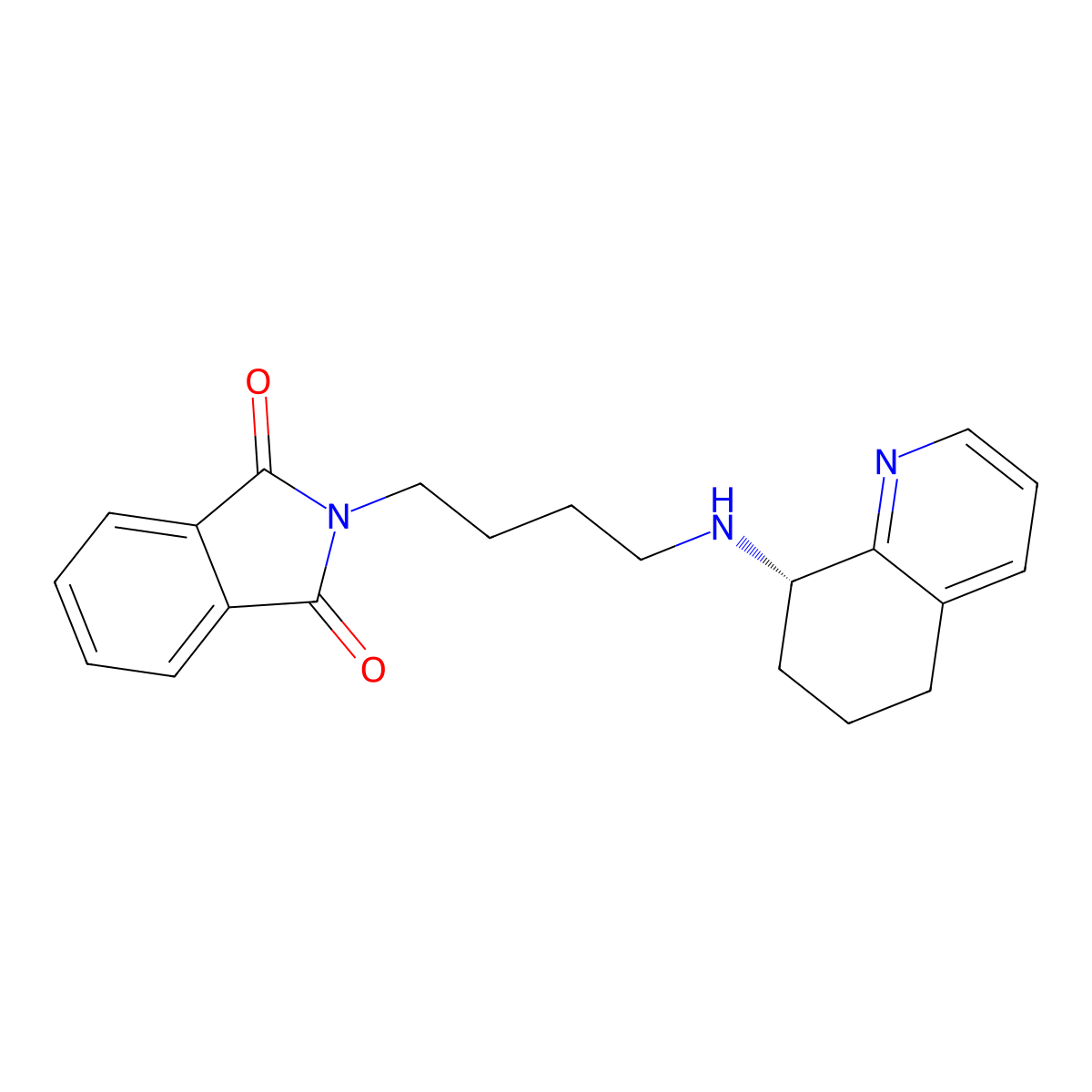 (S)-2-(4-(5,6,7,8-tetrahydroquinolin-8-ylamino)butyl)isoindoline-1,3-dione molecular structure, CAS 558444-72-7