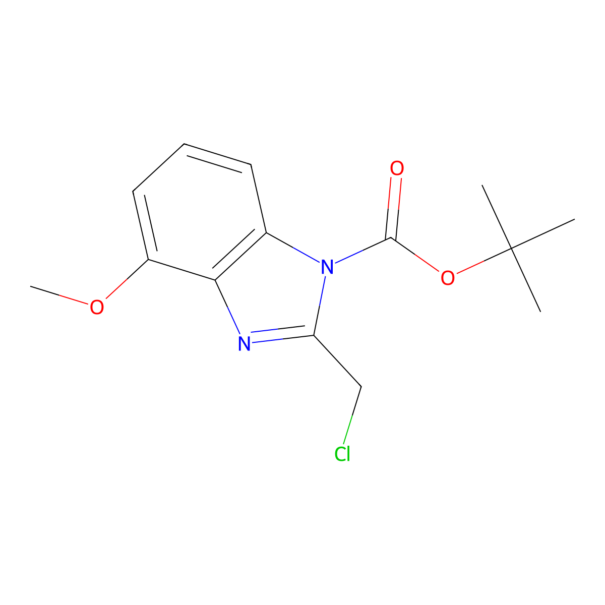tert-Butyl 2-(chloromethyl)-4-methoxy-1H-benzo[d]imidazole-1-carboxylate molecular structure, CAS 558445-48-0