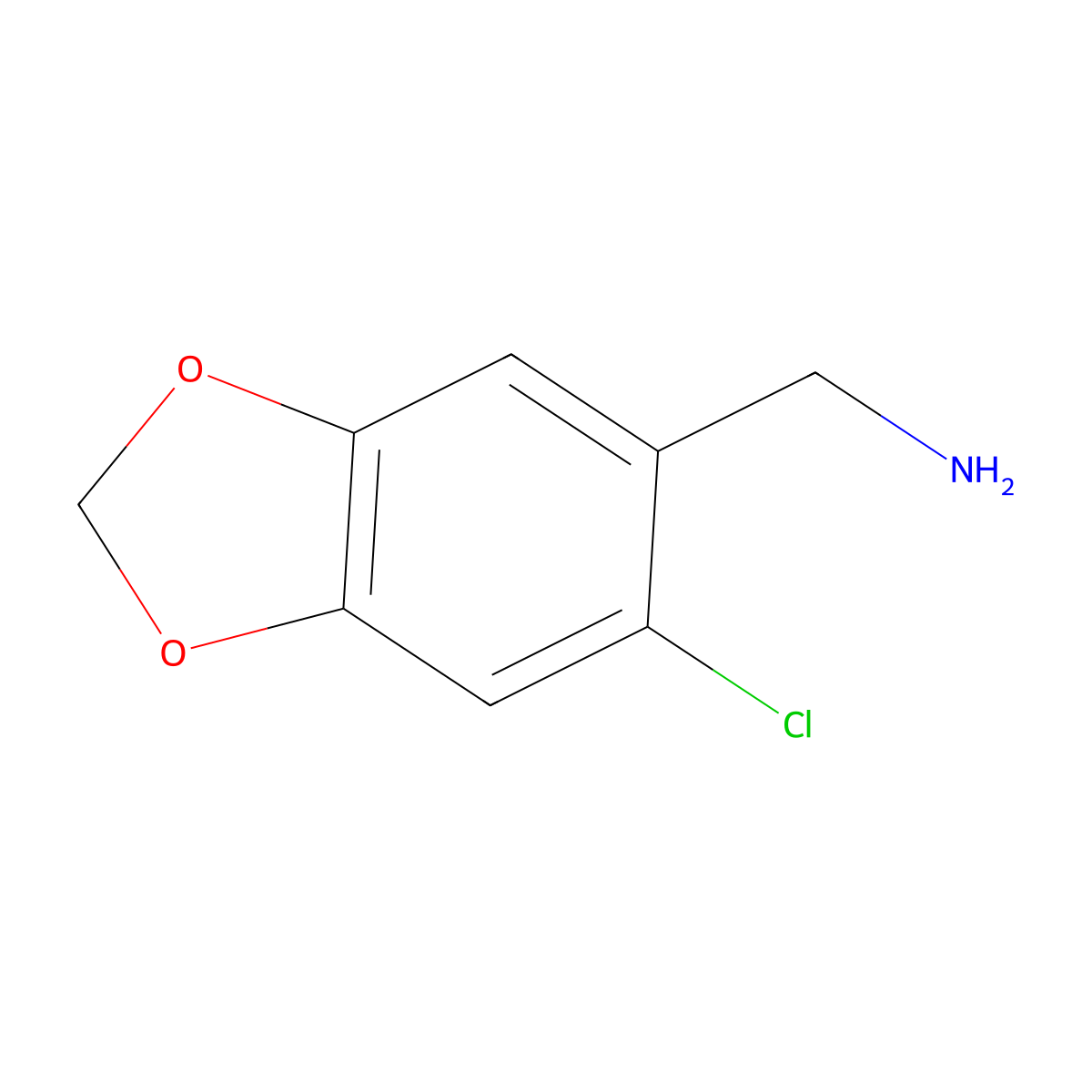 (6-Chlorobenzo[d][1,3]dioxol-5-yl)methanamine molecular structure, CAS 558453-64-8