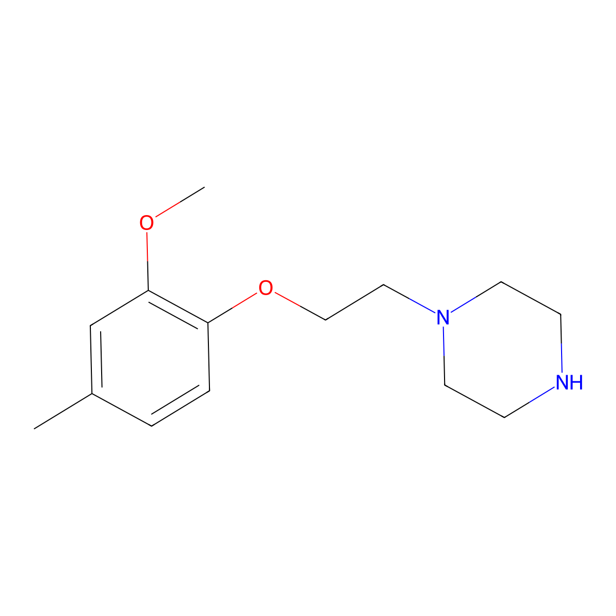 1-[2-(2-Methoxy-4-methyl-phenoxy)-ethyl]-piperazine molecular structure, CAS 55846-51-0