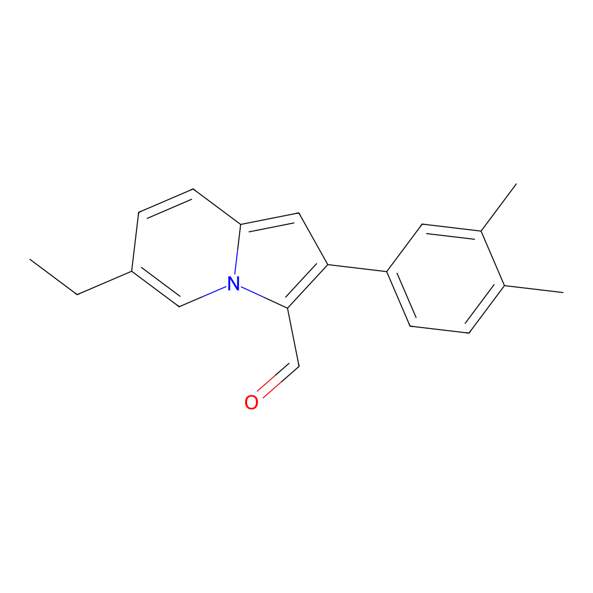 2-(3,4-Dimethylphenyl)-6-ethylindolizine-3-carbaldehyde molecular structure, CAS 558471-24-2