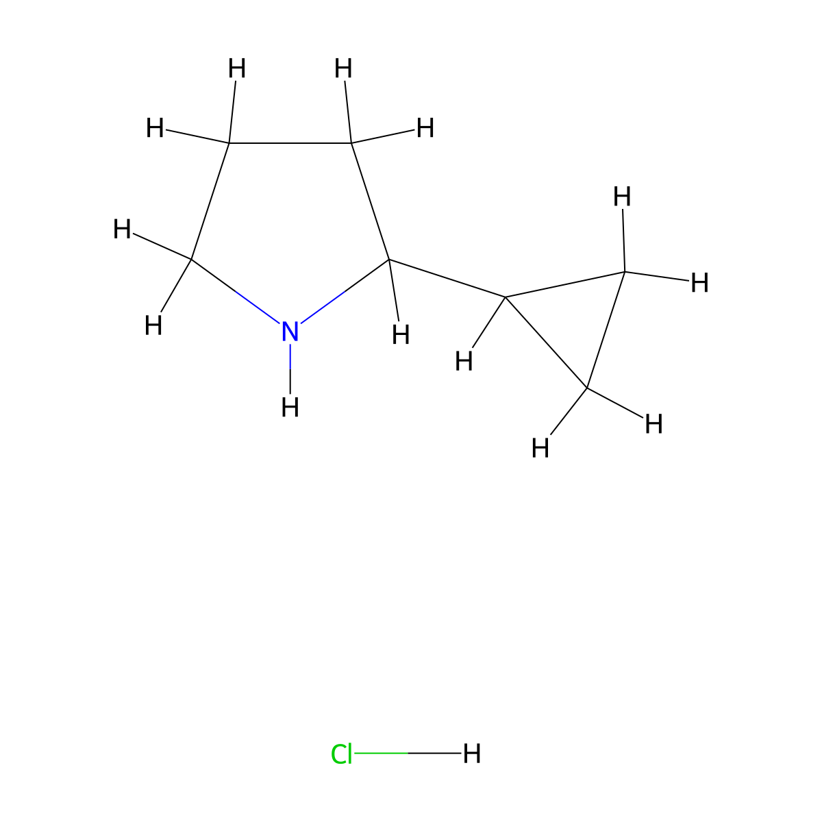 2-Cyclopropylpyrrolidine hydrochloride molecular structure, CAS 558478-81-2