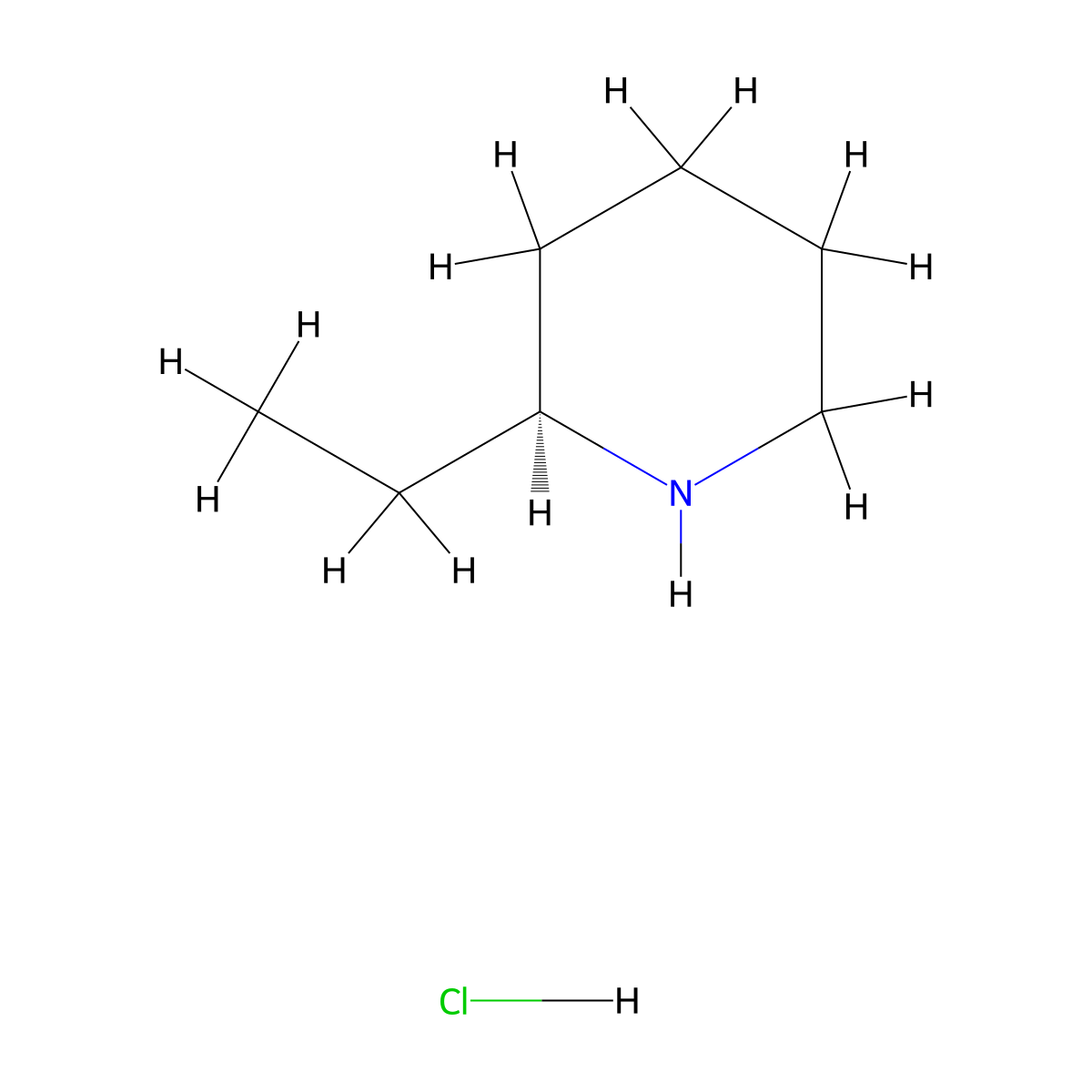 (S)-2-Ethylpiperidine hydrochloride molecular structure, CAS 558479-16-6