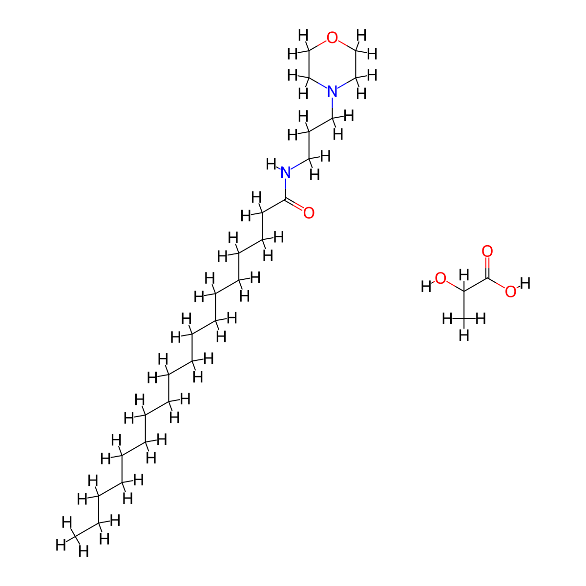 Stearamidopropyl morpholine lactate molecular structure, CAS 55852-14-7
