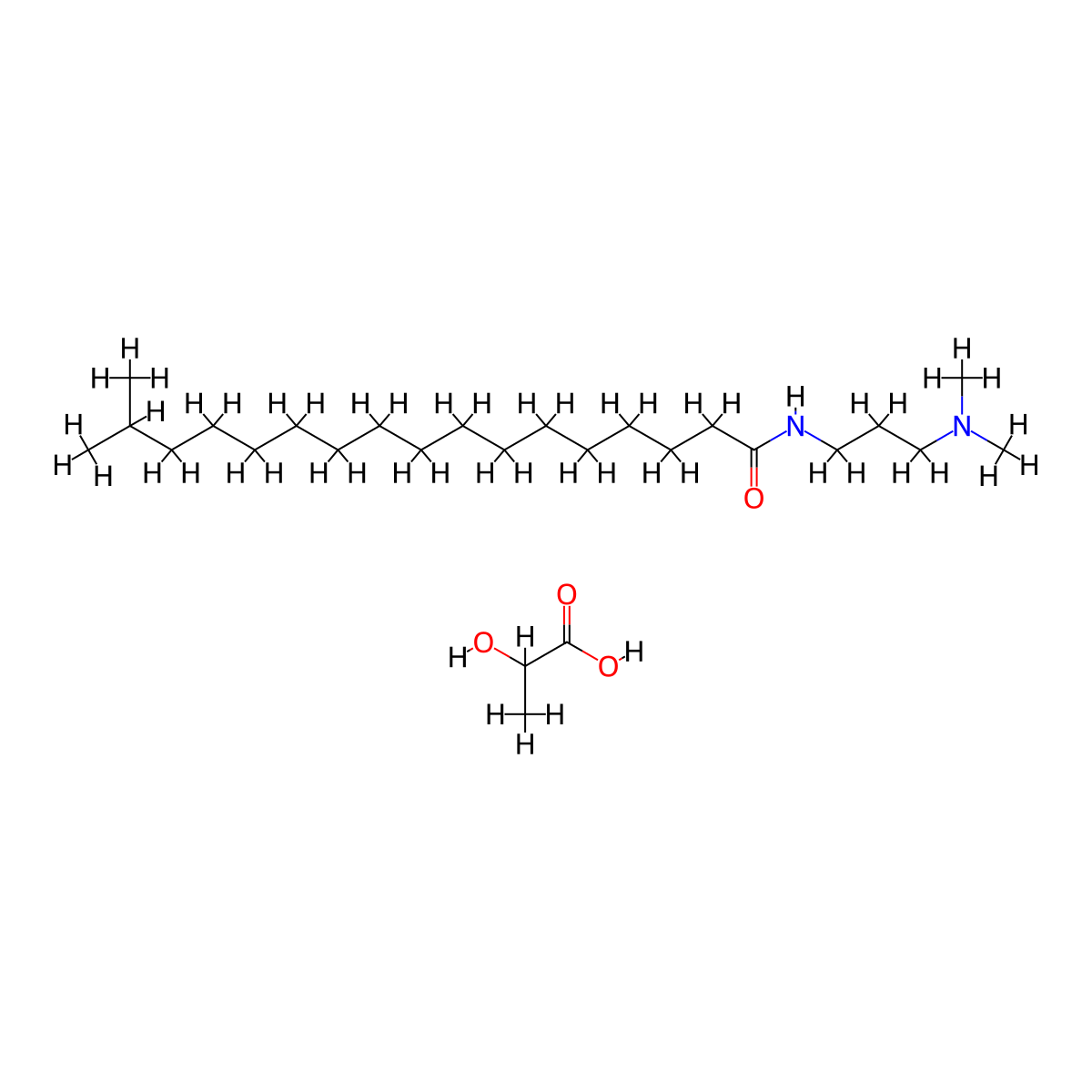Propanoic acid, 2-hydroxy-, compd. with N-[3-(dimethylamino)propyl]-16-methylheptadecanamide (1:1) molecular structure, CAS 55852-15-8