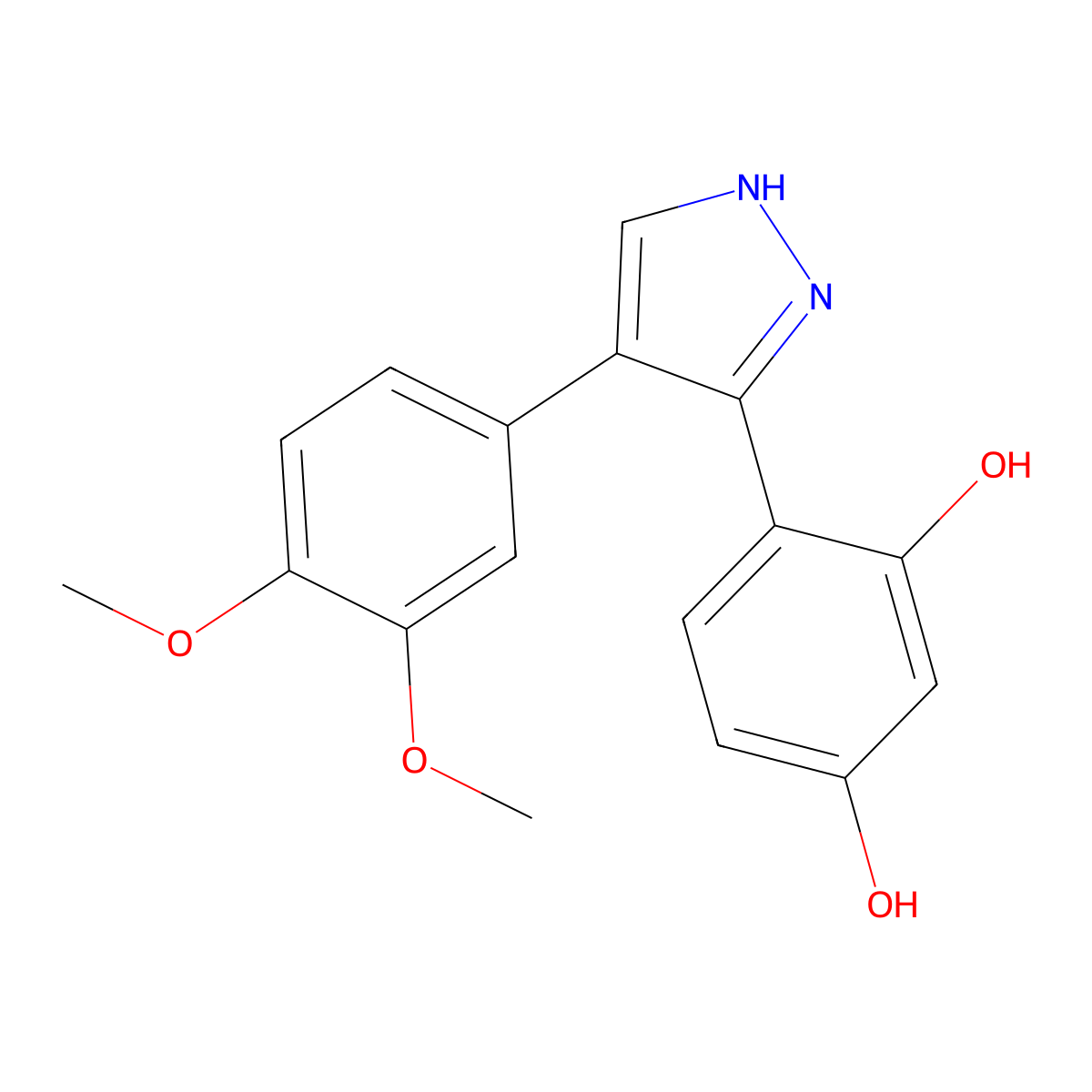 4-(4-(3,4-dimethoxyphenyl)-1H-pyrazol-3-yl)benzene-1,3-diol molecular structure, CAS 558636-53-6