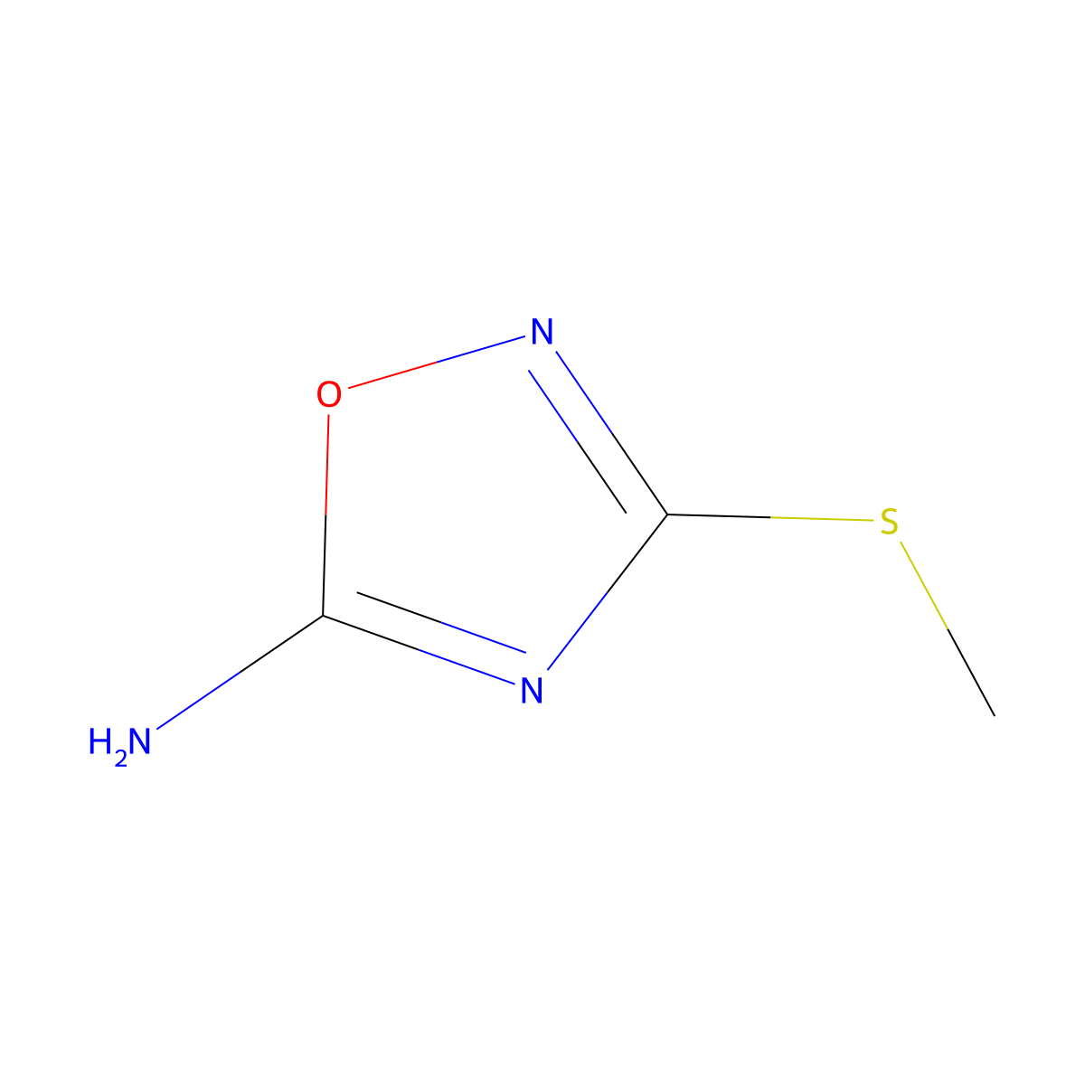 3-(Methylsulfanyl)-1,2,4-oxadiazol-5-amine molecular structure, CAS 55864-39-6