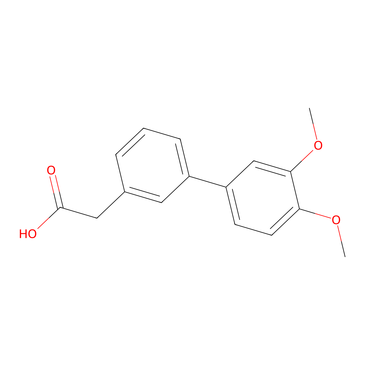 (3',4'-Dimethoxy-biphenyl-3-yl)-acetic acid molecular structure, CAS 558641-17-1