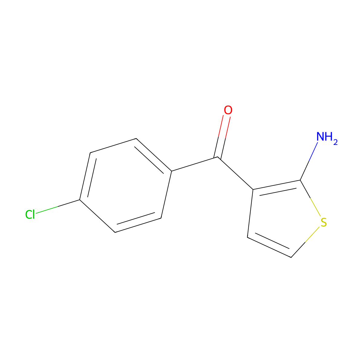 (2-Amino-3-thienyl)(4-chlorophenyl)methanone molecular structure, CAS 55865-51-5