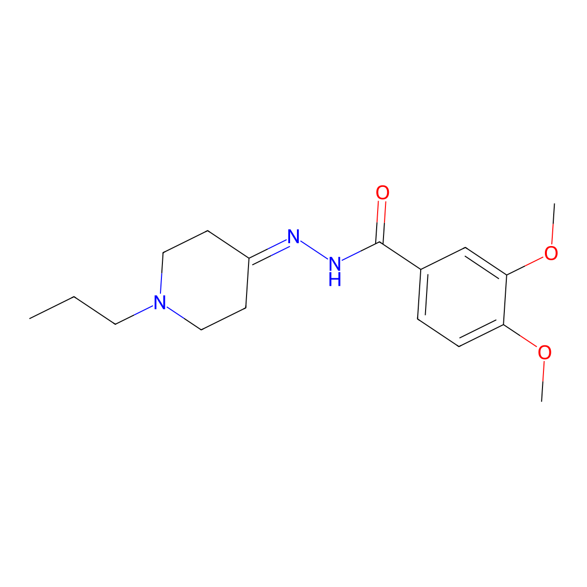 3,4-dimethoxy-N'-(1-propylpiperidin-4-ylidene)benzohydrazide molecular structure, CAS 5587-09-7