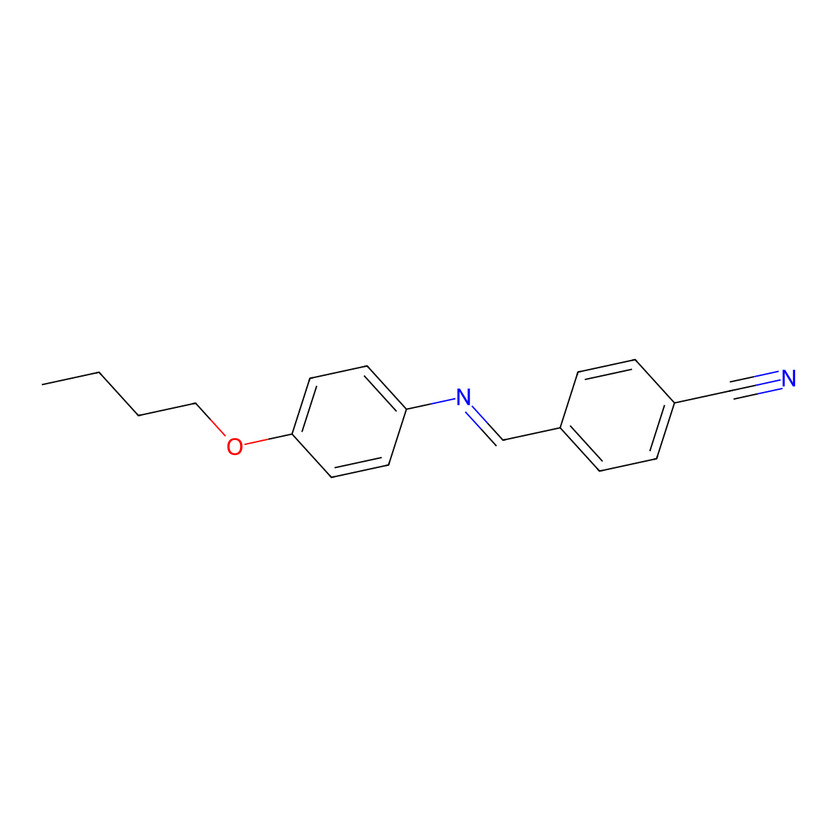 4'-Cyanobenzylidene-4-butoxyaniline molecular structure, CAS 55873-21-7