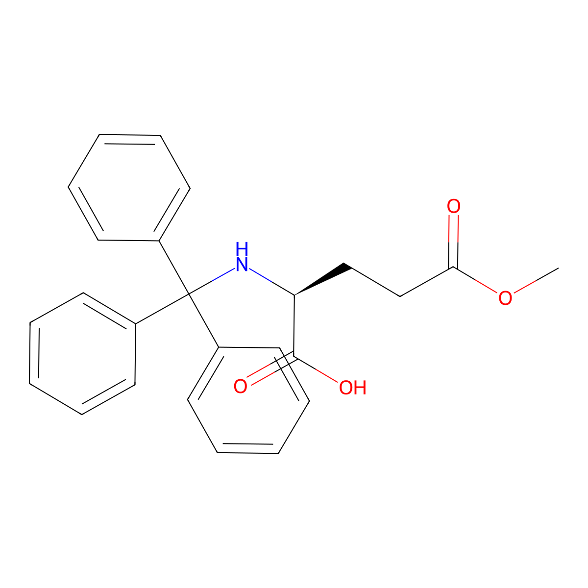 (S)-5-Methoxy-5-oxo-2-(tritylamino)pentanoic acid molecular structure, CAS 55878-80-3