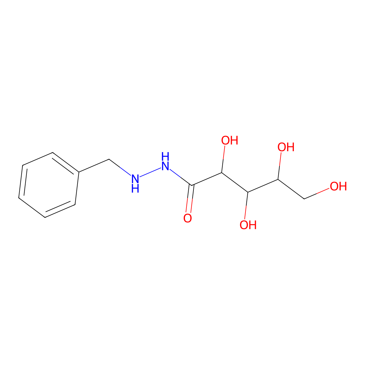 D-Ribonic acid, 2-(phenylmethyl)hydrazide molecular structure, CAS 5588-13-6