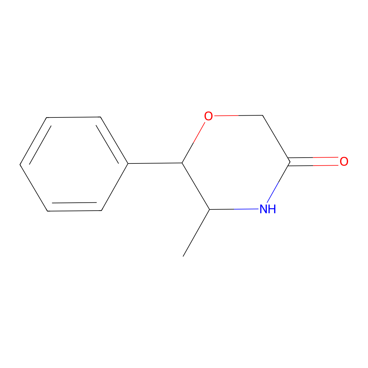 5-Methyl-6-phenyl-3-morpholinone molecular structure, CAS 5588-29-4
