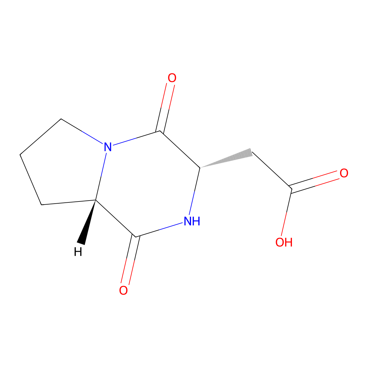 2-((3S,8aS)-1,4-dioxooctahydropyrrolo[1,2-a]pyrazin-3-yl)acetic acid molecular structure, CAS 55881-16-8