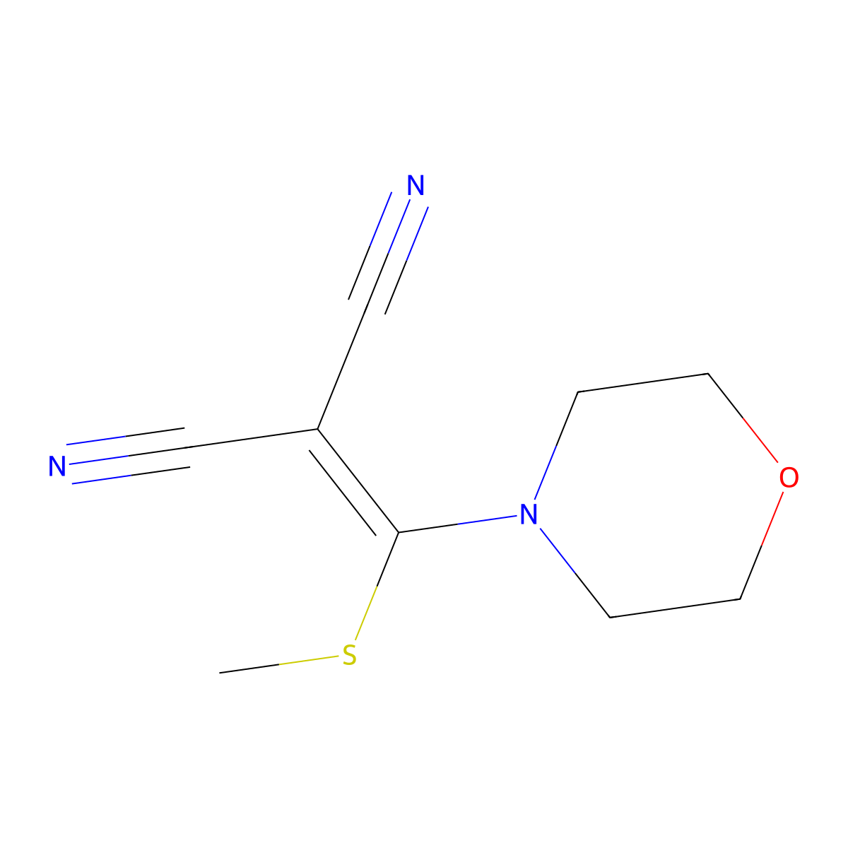 2-[(Methylsulfanyl)(morpholin-4-yl)methylidene]propanedinitrile molecular structure, CAS 55883-90-4