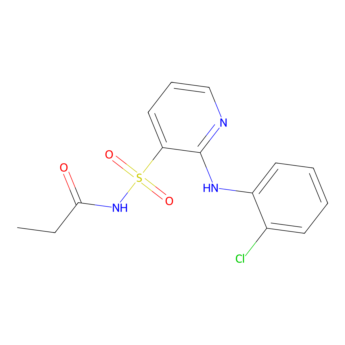 2-(2-chloroanilino)-N-propionyl-3-pyridinesulfonamide molecular structure, CAS 55884-12-3