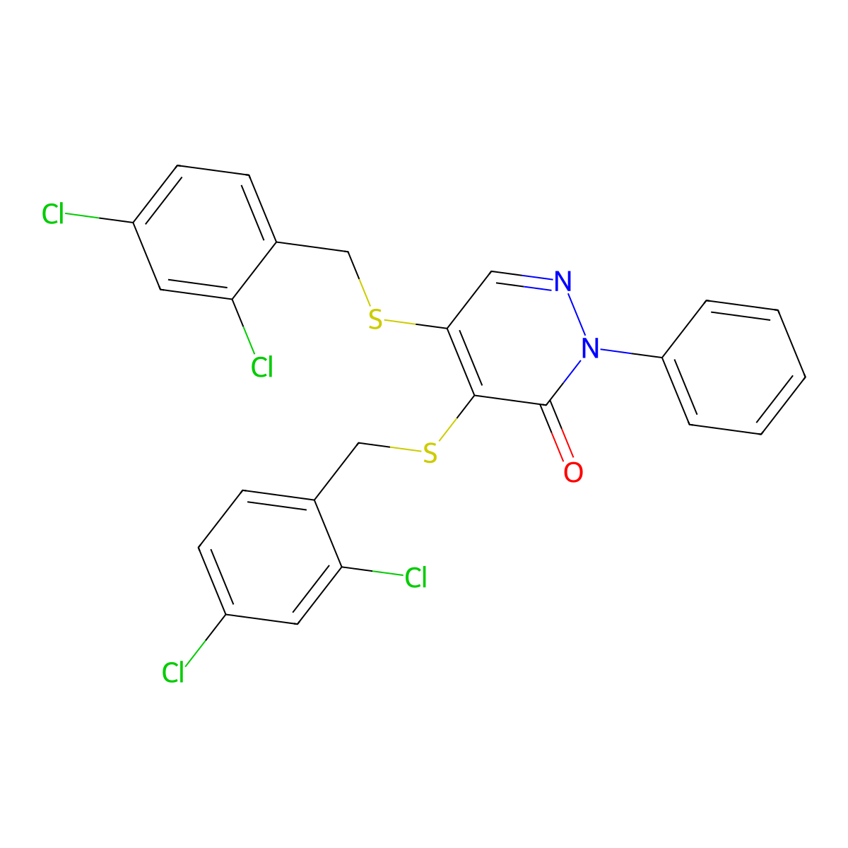 4,5-Bis((2,4-dichlorobenzyl)thio)-2-phenyl-3(2H)-pyridazinone molecular structure, CAS 5589-93-5