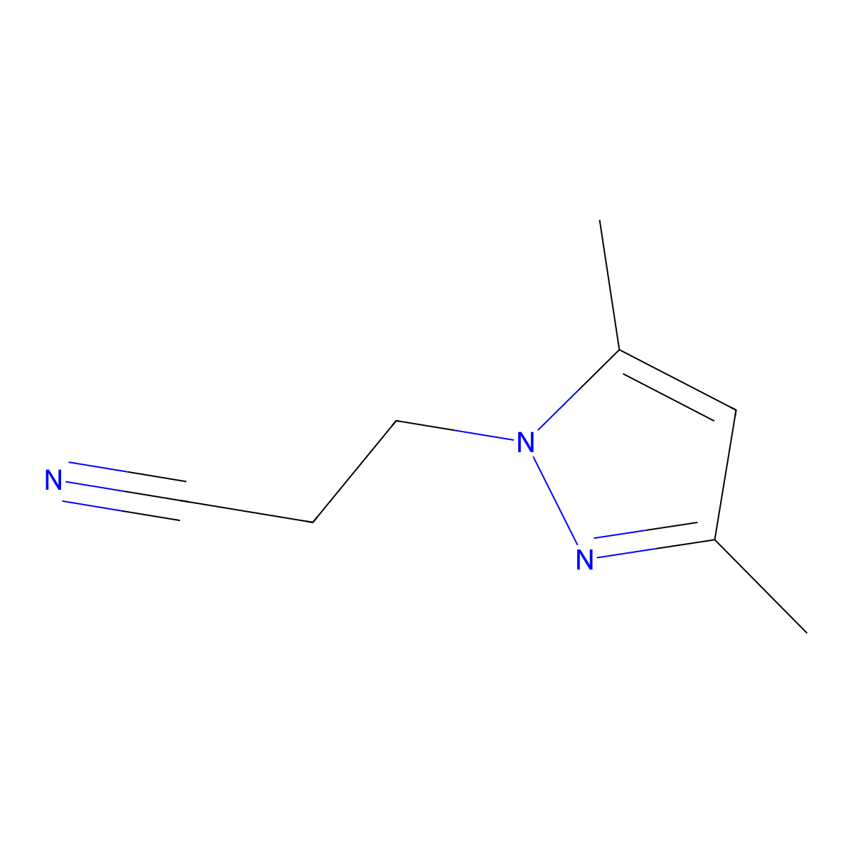 3-(3,5-dimethyl-1H-pyrazol-1-yl)propanenitrile molecular structure, CAS 5589-97-9