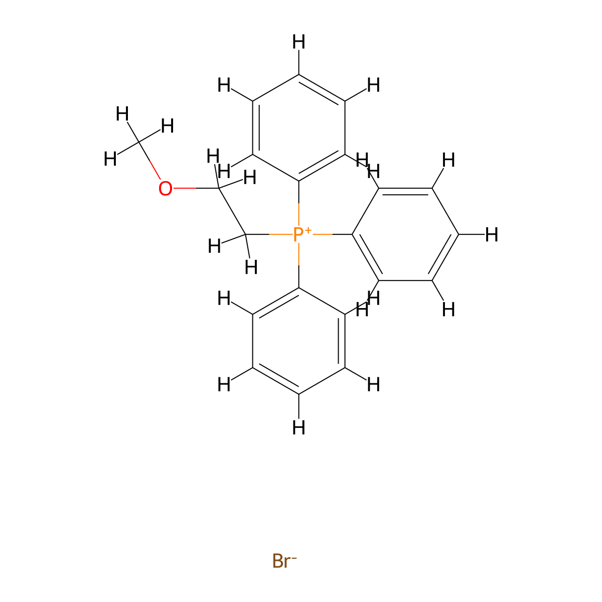(2-Methoxy-ethyl)-triphenyl-phosphonium, bromide molecular structure, CAS 55894-16-1