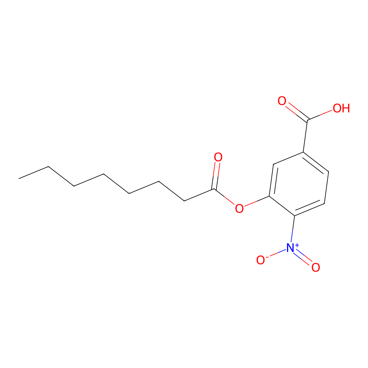 4-Nitro-3-(octanoyloxy)benzoic acid molecular structure, CAS 55894-52-5