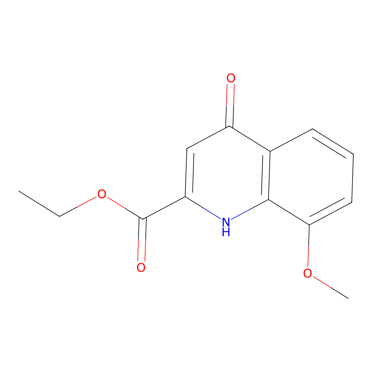 Ethyl 4-hydroxy-8-methoxy-2-quinolinecarboxylate molecular structure, CAS 55895-59-5