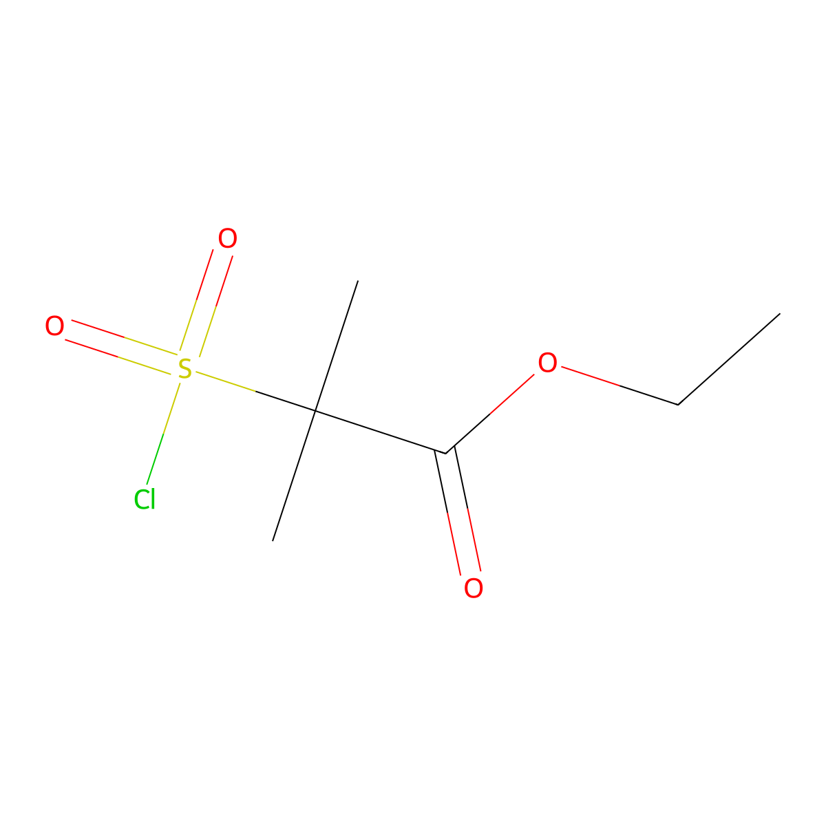 Ethyl 2-(chlorosulfonyl)-2-methylpropanoate molecular structure, CAS 55896-99-6